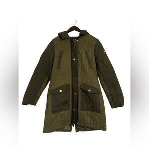 Guess Army Style Two Tone Jacket| Zip and  Snap Hood Pockets Size M